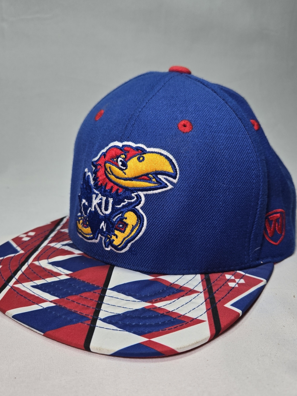 KU Kansas Jayhawks Snapback Hat Flat Bill TOW Wool Rare Geometric Retro 90s